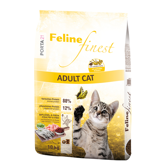 Ekonomipack: 2 x 10 kg Porta 21 torrfoder för katter - Feline Finest Adult Cat