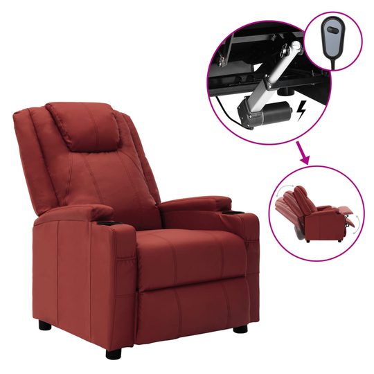 vidaXL Elektrisk reclinerfåtölj röd konstläder