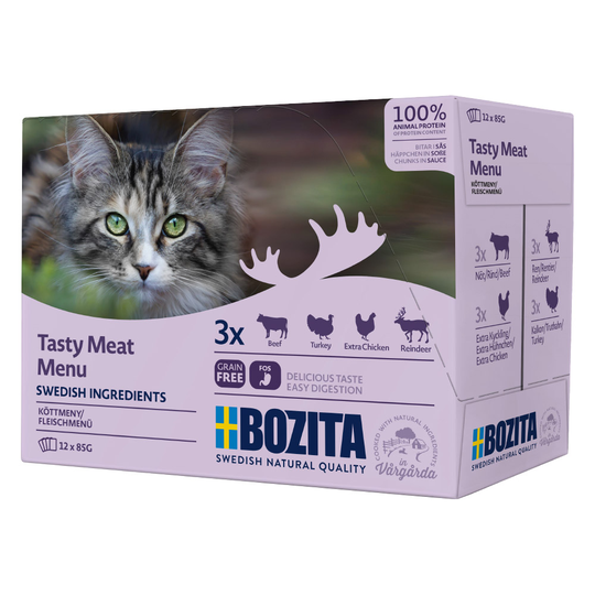 Bozita bitar i sås Pouch 12 x 85 g - Blandpack kött (4 sorter)