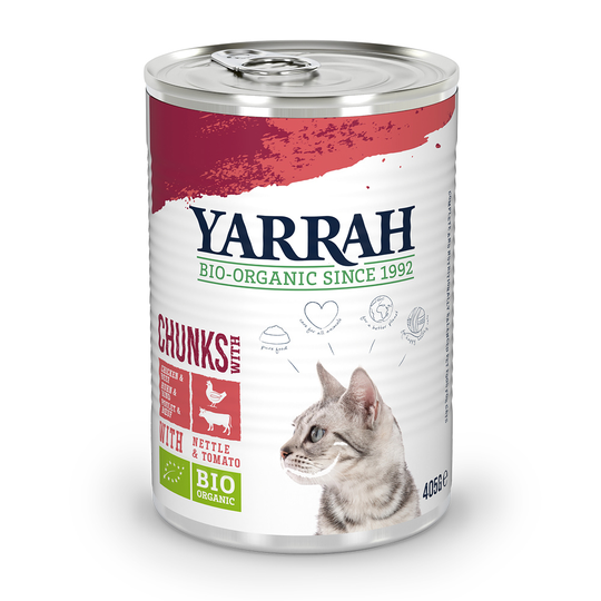 Ekonomipack: Yarrah Organic Chunks 24 x 405 g - Eko- kyckling & eko-kalkon + Eko-kyckling & eko-nötkött